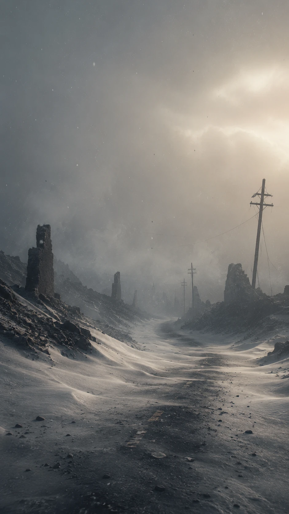 Approach into Ashdrift Hill through endless unexplained ash